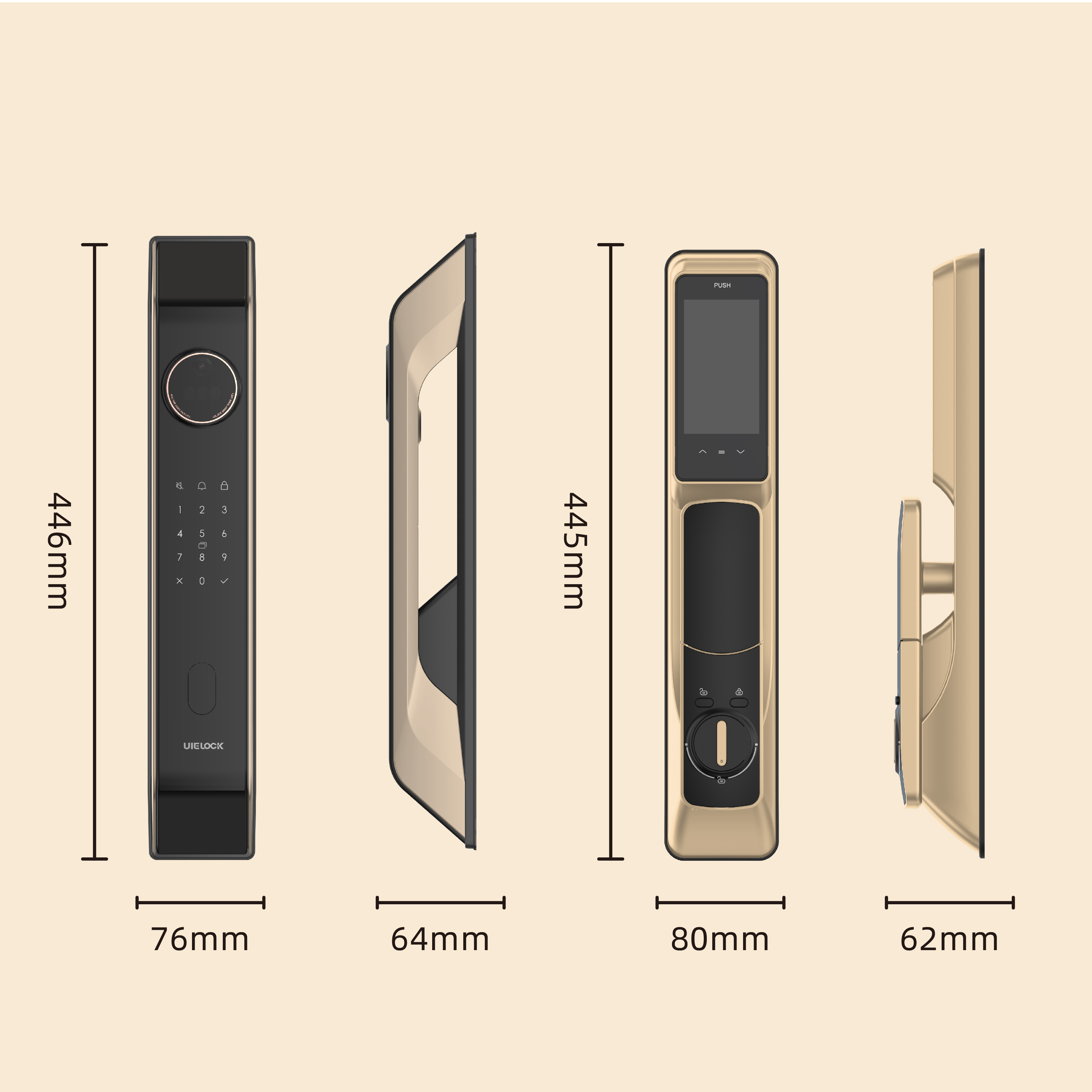 Q62 Digital Smart Lock พร้อมลายนิ้วมือสำหรับประตู